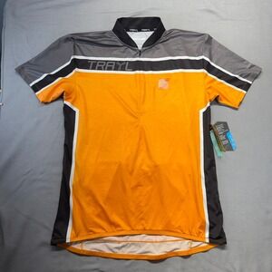 NWT TRAYL Cycling Jersey Mens Medium Orange Black UPF 50 1/4‎ Zip Short Sleeve